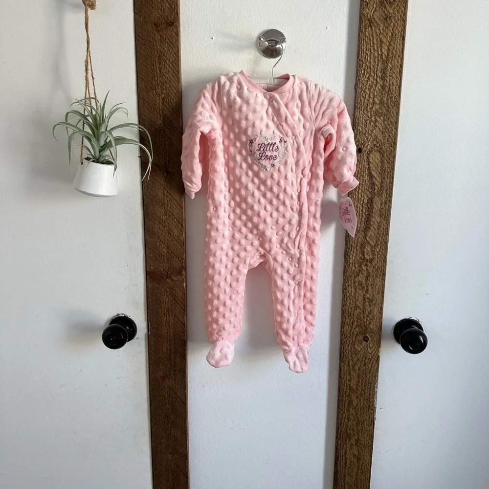 New Little Beginnings ‘Little Love’ Girl Soft Luxury snap footies sleep &Play